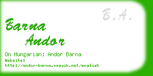 barna andor business card